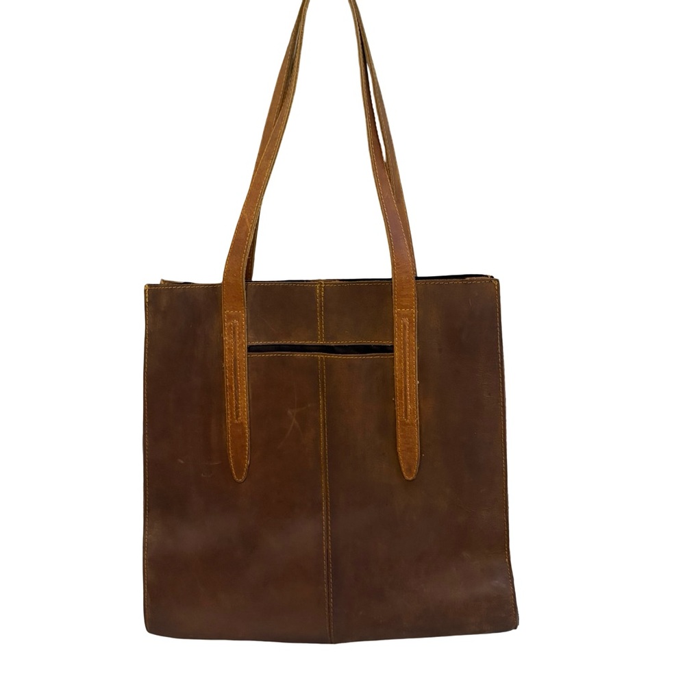 Le Papillon Large Brown Leather Tote - Picture 5 of 16